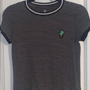 Black and white striped cactus shirt